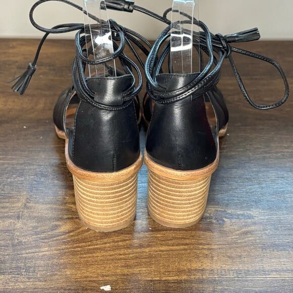 Madewell the Daniela Lace Up Black Leather Block Heel Sandal - size 7.5 - Picture 5 of 8